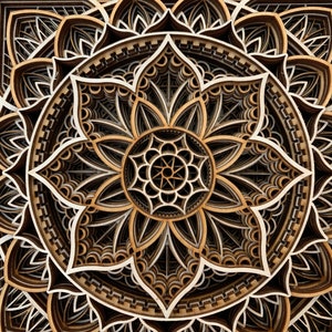 Fractal layered wood mandala wall art