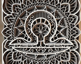 Libra Zodiac Mandala layered wood art