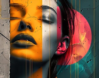 Abstract Woman Portrait: Bold Geometric Art Print (Digital Download)