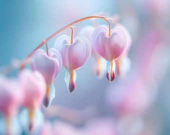 Pastel Bleeding Heart Flowers – Soft Pink Flower Printable Wall Art Digital Download