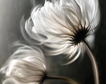 Minimalist Black and White Flower Print: Modern Botanical Art (Digital Download)