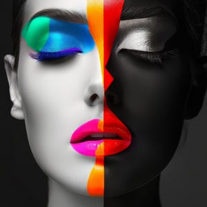 Colorful Abstract Woman Portrait: Modern Art Print (Digital Download)