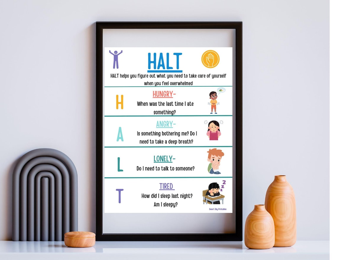 HALT Strategy Handout for Kids - Etsy
