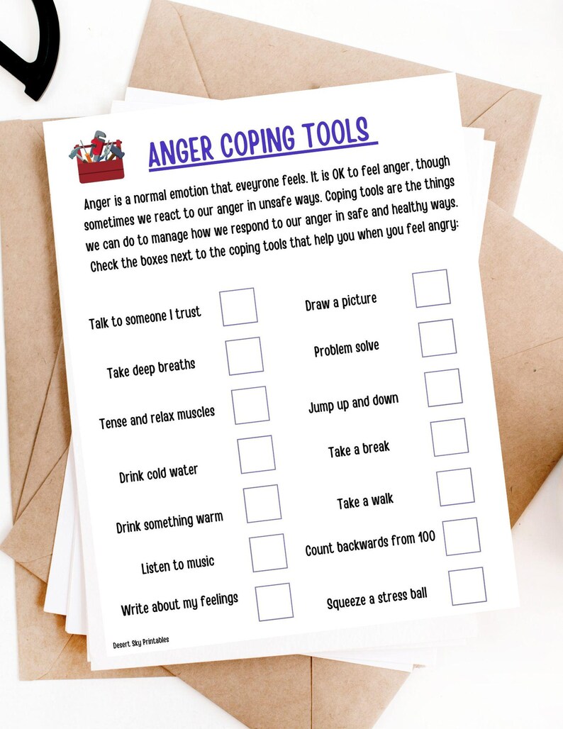 Anger Management Worksheets for Kids - Etsy