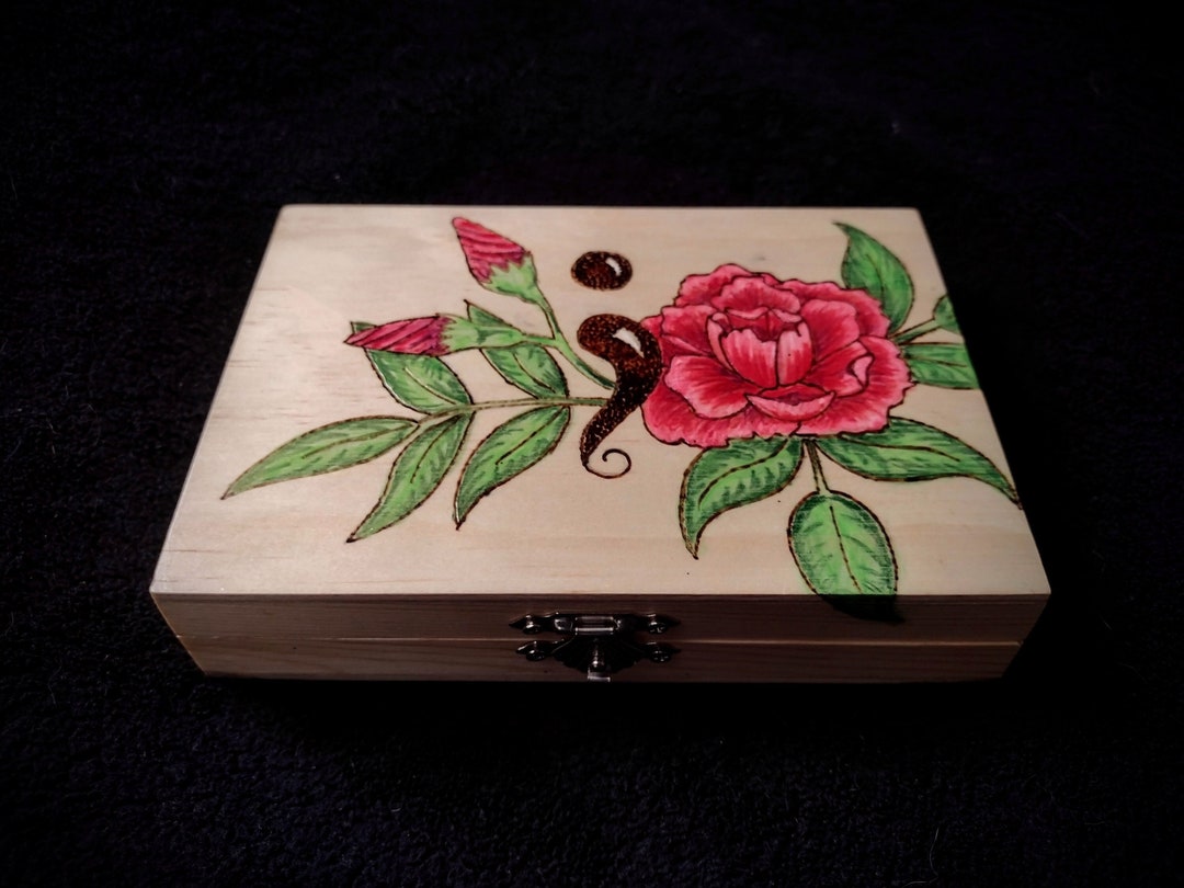 Samicolan Box Semicolon and Roses Wood Burned Box: for Survivors, Mental Health ...