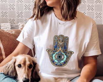 Hamsa Hand T-Shirt: Evil Eye, Hand of Fatima, Spiritual Tee