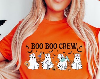 Halloween Nurse Ghost T-Shirt, Boo Boo Crew Tee