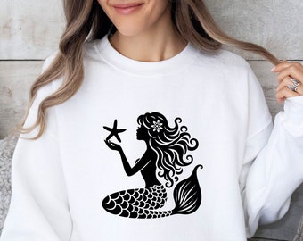 Mermaid Sweatshirt: Mystical Sea Goddess Crewneck Pullover