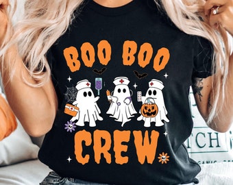 Boo Boo Crew Halloween T-Shirt, Spooky Nurse Ghost Tee