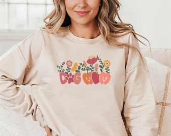 Dog Mom Sweatshirt: Floral Paw Print Crewneck