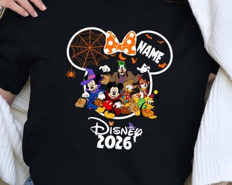 Custom Disney Pumpkin Party Halloween Shirt, Personalized Mickey Minnie Trick Or Treat Tee, Family Halloween Trip Shirt