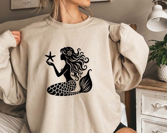 Mermaid Sweatshirt: Mystical Sea Goddess Crewneck Pullover