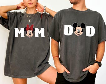 Comfort Colors Minnie Mom Mickey Dad Shirt, Family Couple T-Shirt, Disney Matching Tee, Mama Mouse Tee, Mickey Dad Shirt, Minnie Mouse Shirt