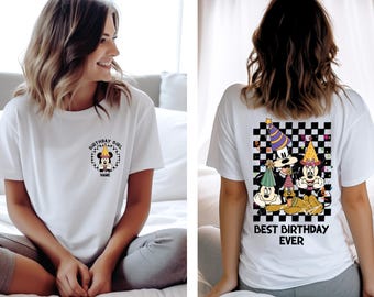 Personalized Disney Mickey & Friends Best Birthday Ever Shirt, Custom Birthday Boy Girl Tee, Disneyland Family Matching Shirt