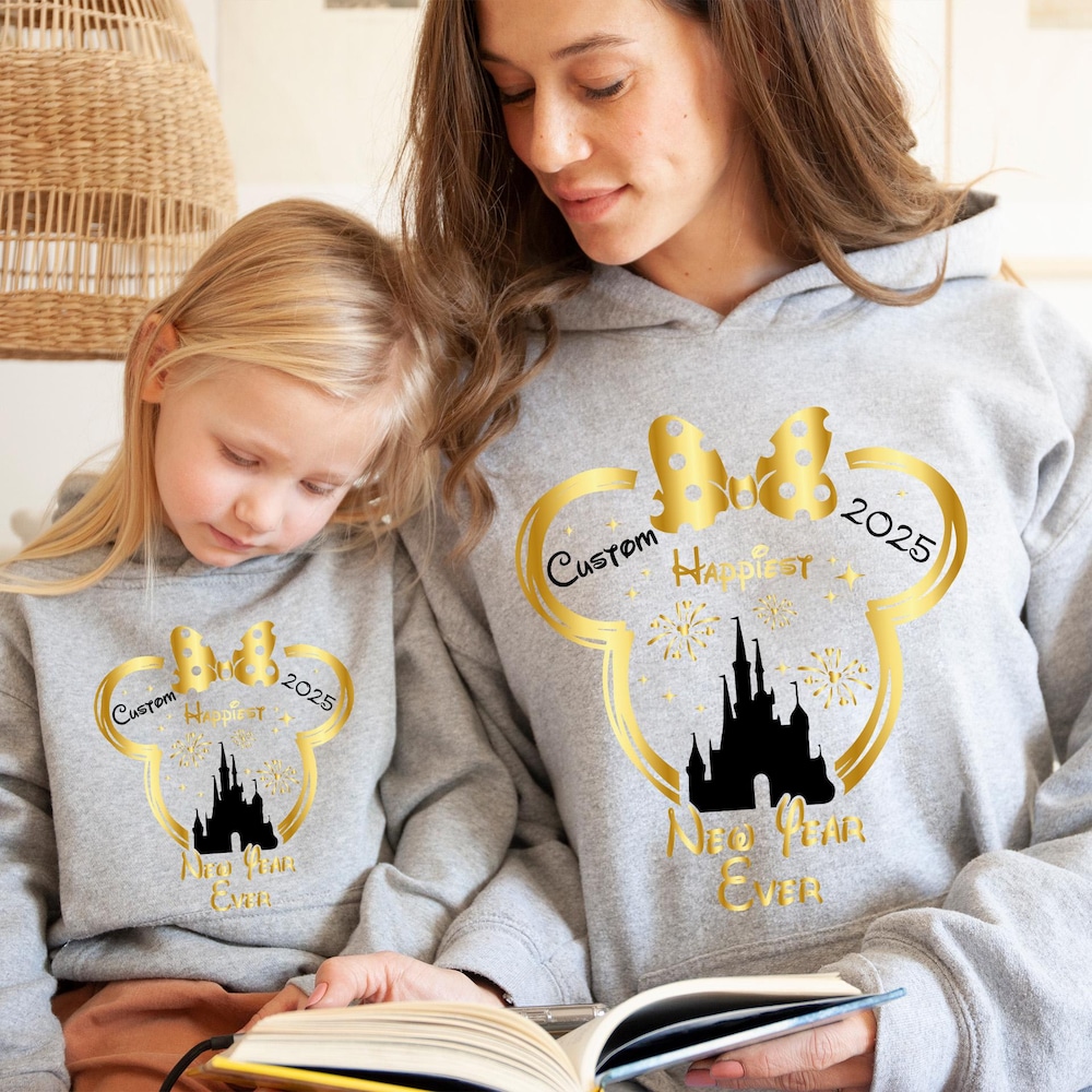 Personalized New Year 2025 Hoodie, Disney Happy New Year 2025 Disney Family Hoodie, Minnie Christmas Hoodie, Disneyland Christmas Hoodie Teeshirtsummer