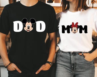 Minnie Mom Mickey Dad Shirt, Family Couple T-Shirt, Disney Matching Outfits, Mickey Dad Tee, Minnie Mouse Shirt, Mama Mouse Tee