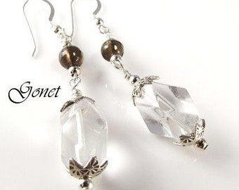SMOKY QUARTZ EARRINGS (Smoky Ice)  by Gonet Jewelry Design
