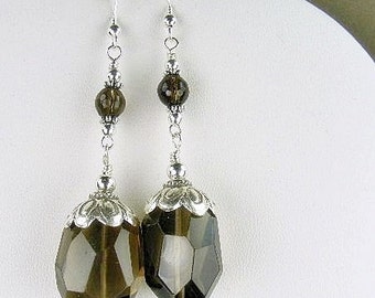 Smoky Quartz Earrings (Jou)  by Gonet Jewelry Design