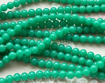 48 — Jade Green Handmade Japanese Vintage Glass Beads 8mm