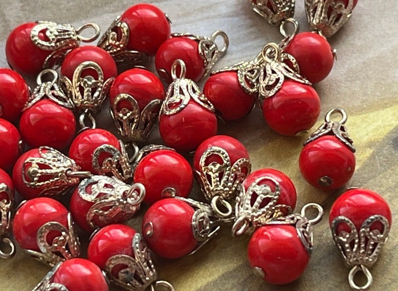 Vintage Japanese Glass Bead Drops Red - Etsy