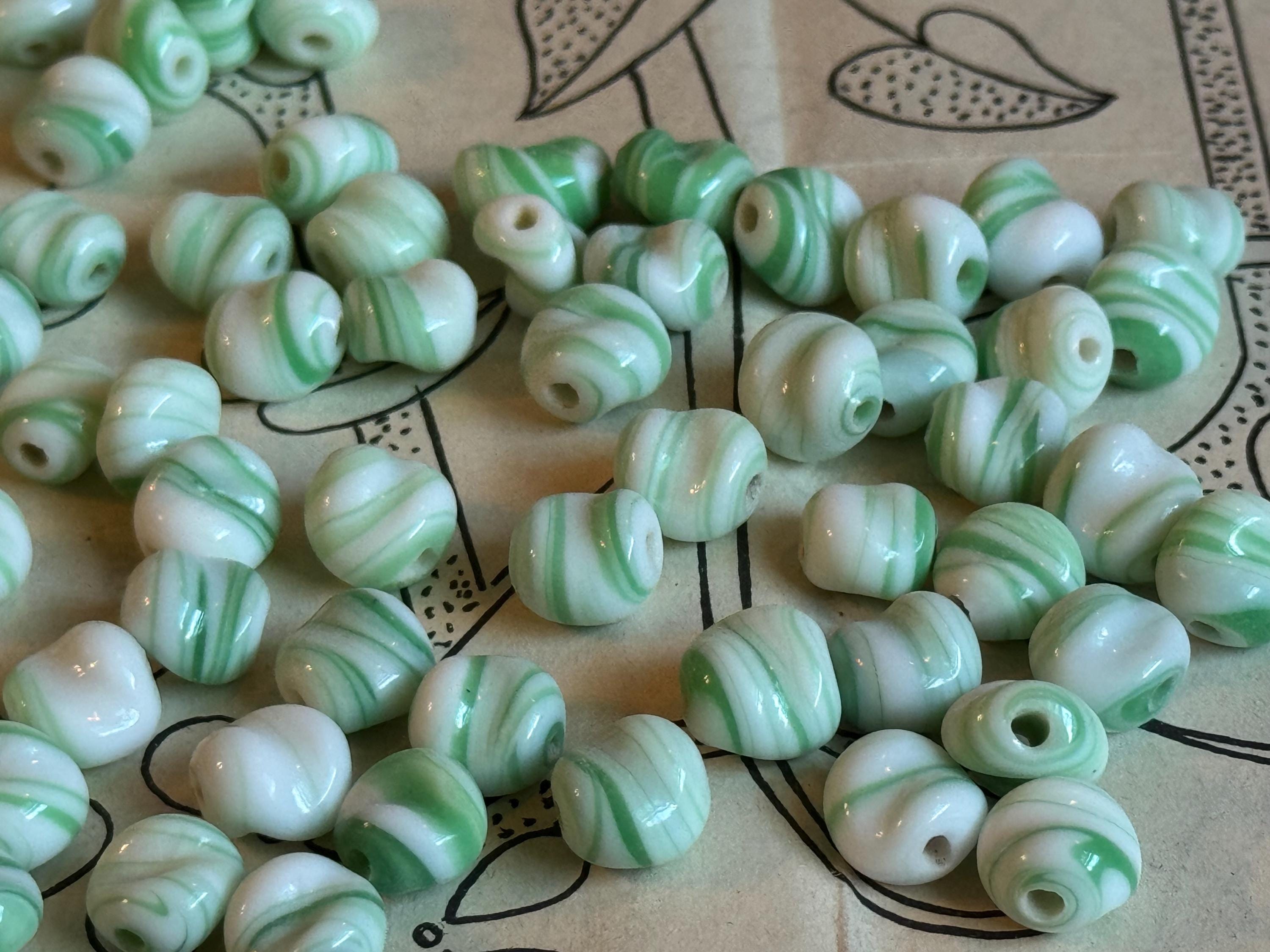 200 Vintage Japanese Cherry Brand Glass Jade 5mm. Smooth Round 200 Vintage Japanese Cherry Brand Glass Jade 5mm. Smooth Round