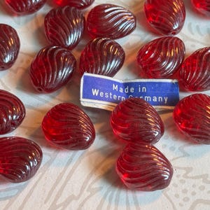 8 - Cherry Red Silver Flash West German Vintage Glass Beads 15/12mm