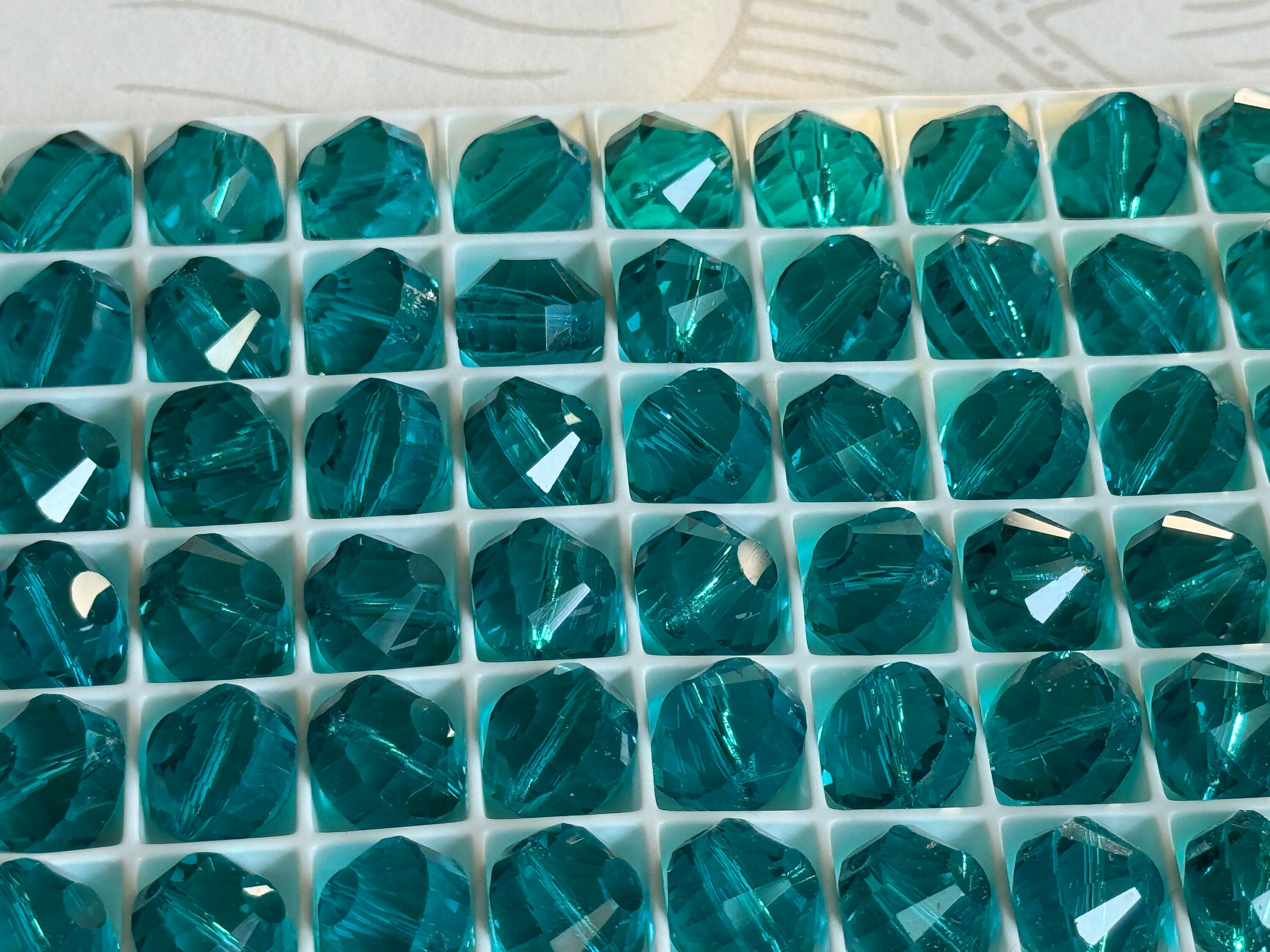 Vintage Swarovski Crystal Glass Beads Blue Zircon ART. 5101 10mm Beads