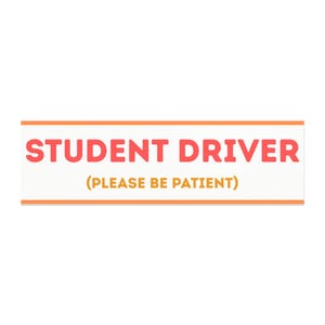 Student Driver Car Magnet White and Orange- Temporary Driving Safety Sign