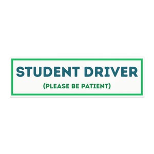 Student Driver Car Magnet White and Green- Temporary Driving Safety Sign