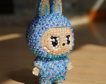 Crystallized Labubu Bag Charm: Handmade Bedazzled Pendant
