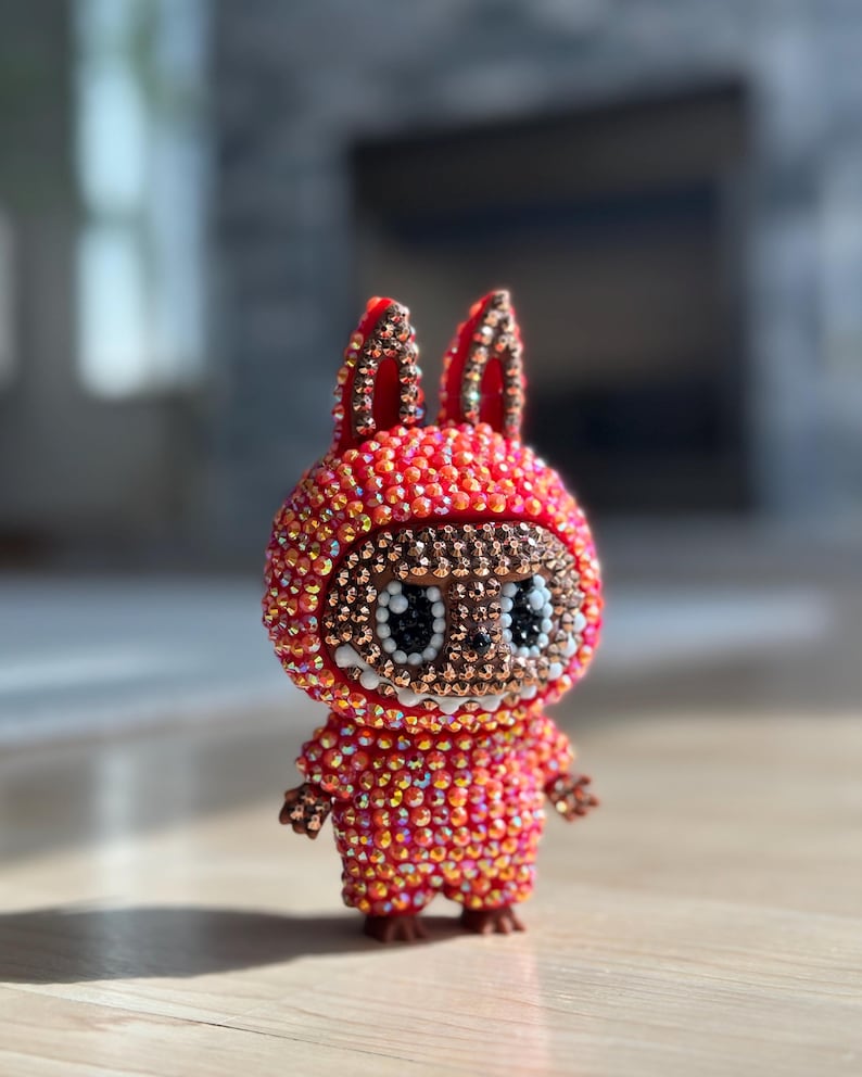 Crystallized Labubu Bag Charm: Handmade Bedazzled Pendant image 3