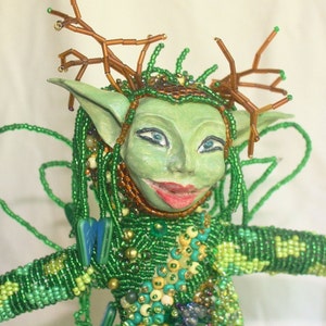 Woodland Fairy Beaded Art Doll image 2