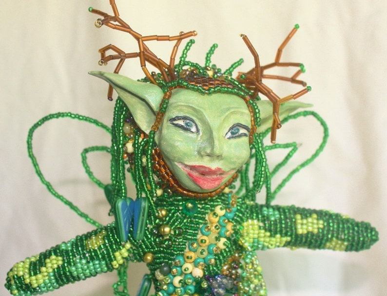 Woodland Fairy Beaded Art Doll image 2