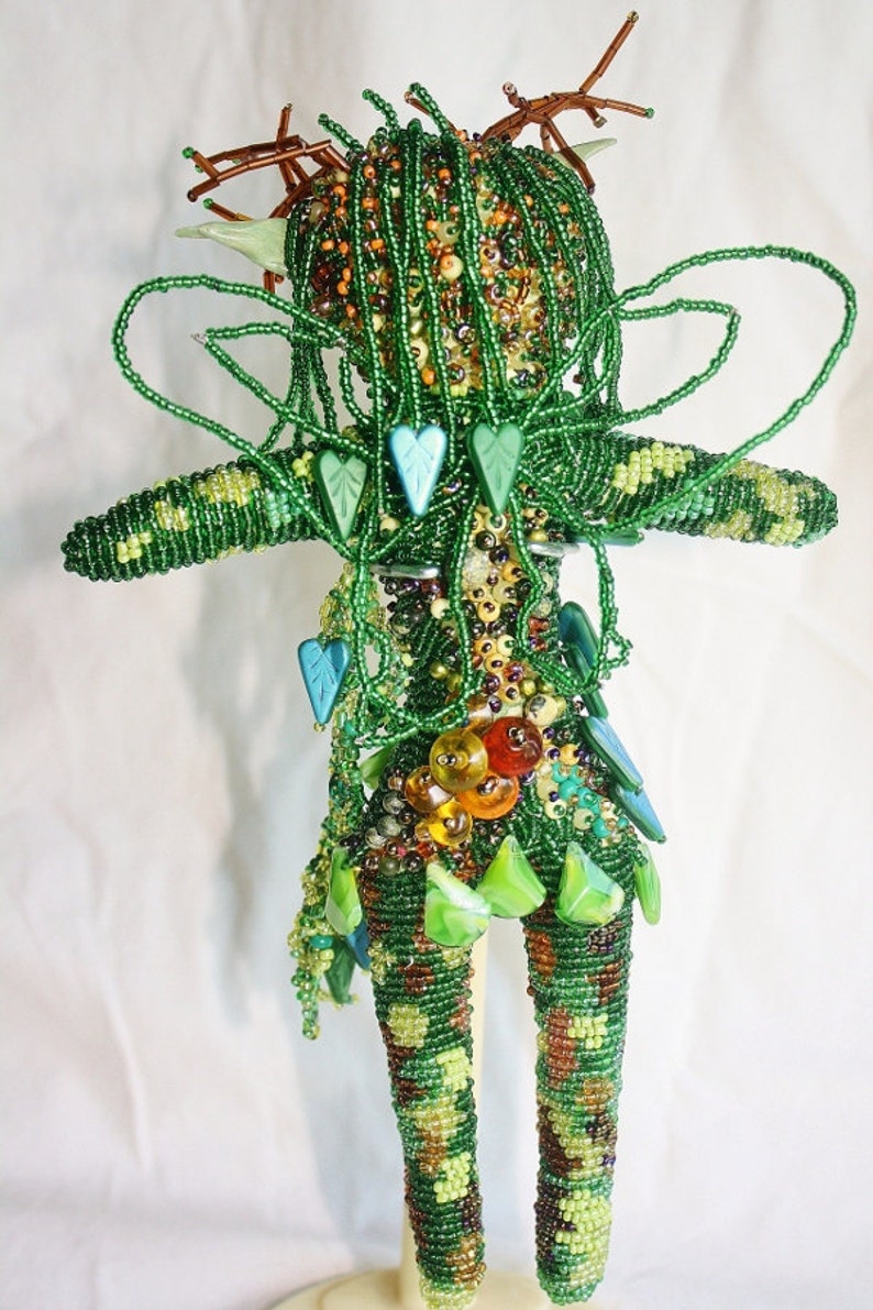 Woodland Fairy Beaded Art Doll image 4