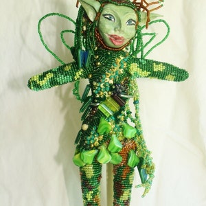 Woodland Fairy Beaded Art Doll image 1