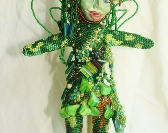 Woodland Fairy - Beaded Art Doll