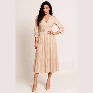 chinese dress ladies Dashing Plaid Belted A-Line Dress Final Sale L Last One!
