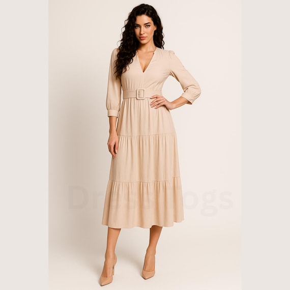 tiered midi dress formal Formal Flair Tiered Midi Dress Curves 2XL / Black main image 0