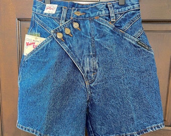 Vintage Western Jean Shorts, Western Ethic bareback womens denim, size 27 inch high-waist.
