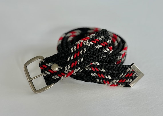 Western Nylon Cord Braided Belt. Black with Red a… - image 1