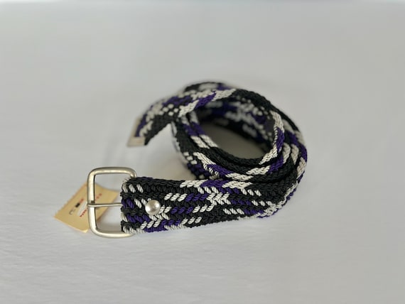 Western Nylon Cord Braided Belt. Black with gray … - image 1