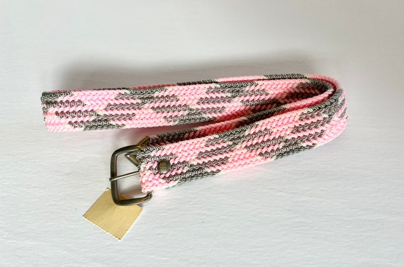 Western Nylon Cord Braided Belt. Pink with gray a… - image 2