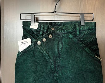 Western bareback jeans, Vintage 1990s denim, dark green, size 30 inch waist