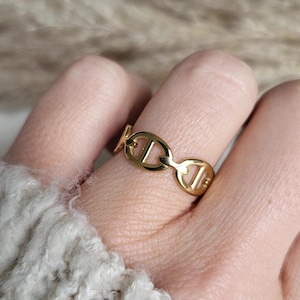Adjustable gold stainless steel ring