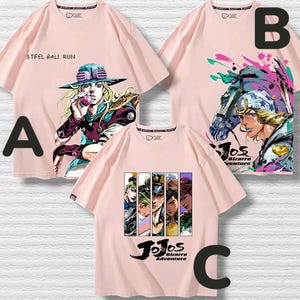JoJo&#39;s Bizarre Adventure Summer cotton T-shirt, Retro Anime Graphic Tee, 90s Style Jojo Manga Shirt, Old School Anime Streetwear Gift