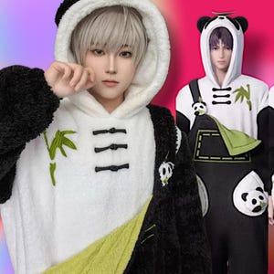 Cosplay Pajamas Love and Deepspace Costume, Soft Plush Flannel Sleepwear, Sylus, Xavier, Zayne, Rafayel, Caleb, anime kawaii panda outfit