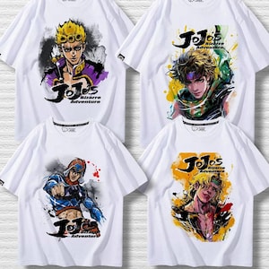 JoJo&#39;s Bizarre Adventure Summer cotton T-shirt, Retro Anime Graphic Tee, 90s Style Jojo Manga Shirt, Old School Anime Streetwear Gift