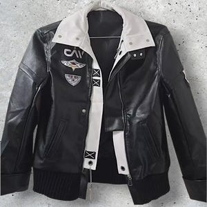 Caleb Jacket Cosplay Outfit. Love and Deepspace, Biker Fashion, Cyberpunk leather coat, Streetwear, Aliencore style, Sci-fi enthusiasts