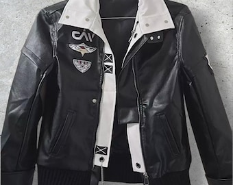 Caleb Jacket Cosplay Outfit. Kärlek och rymden, Bikermode, Cyberpunk läderkappa