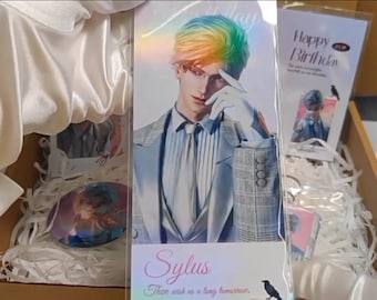 Sylus Birthday Gift Kit, Love and Deepspace, Themed gift package, Gift Box for fans, Keychain, Polaroid, Button pin, Postcard, Surprise set